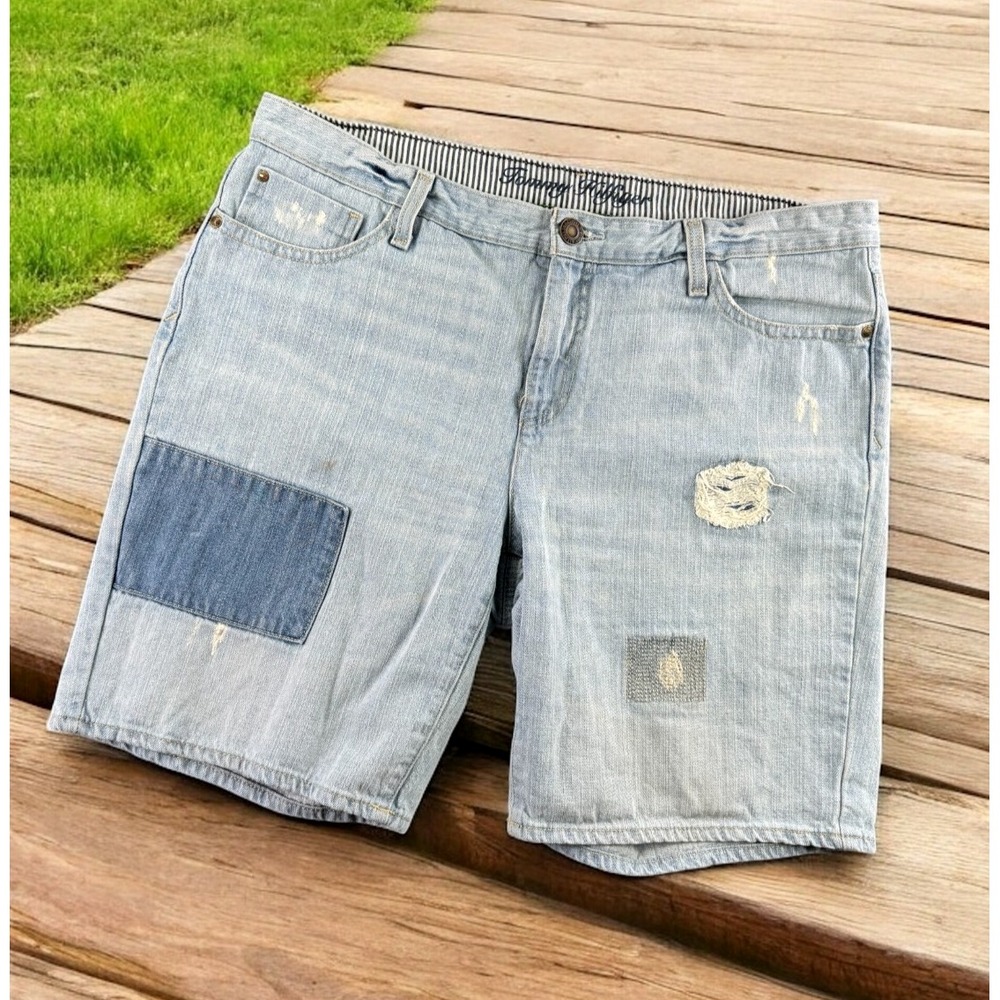 VTG Tommy Hilfiger Shorts Women 14 Denim Jean Patches‎ Boho Garden Peasant Blue